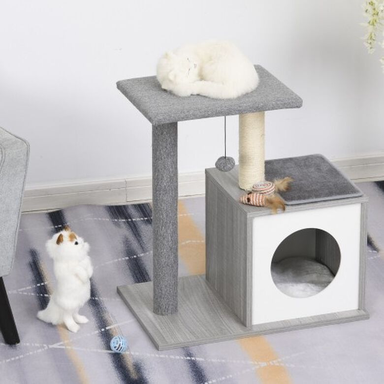 PawHut Rascador  de 3 niveles para gatos color Gris thumbnail