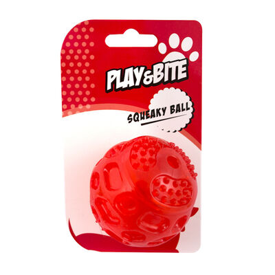 Play&Bite Pelota Roja de plástico con sonido para perros