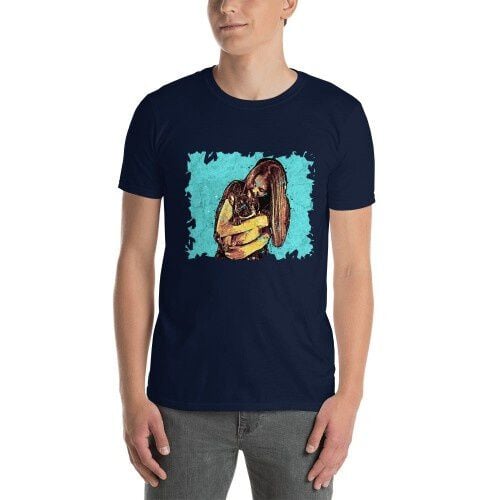 Mascochula camiseta hombre graffiti personalizada con tu mascota azul marino thumbnail
