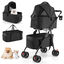 COSTWAY Carrito para Perros Plegable Doble 3 en 1, Cochecito para Perros con 2 Portadores Desmontables, Ruedas con Freno, Malla Transpirable, Portavasos, Carro para Mascotas hasta 15 kg, Negro, , large indicador imagen numero 1