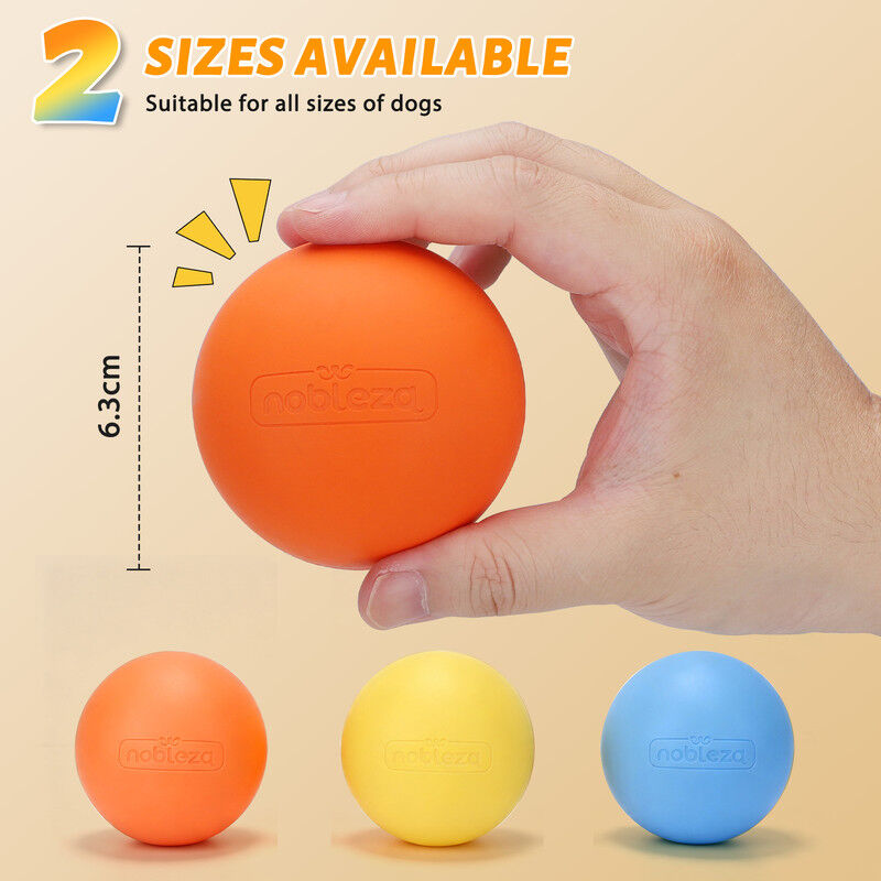 Nobleza Pelota para Perros de Caucho Natural (Pack de 3 con Bolsa de Malla) - Pelotas Resistentes de 6.3 cm para Morder, Tirar y Lanzar, Juguete Interactivo para Perros Peque&ntilde;os, Medianos y Grandes, Incluye Red de Transporte, , large Imagen numero 4