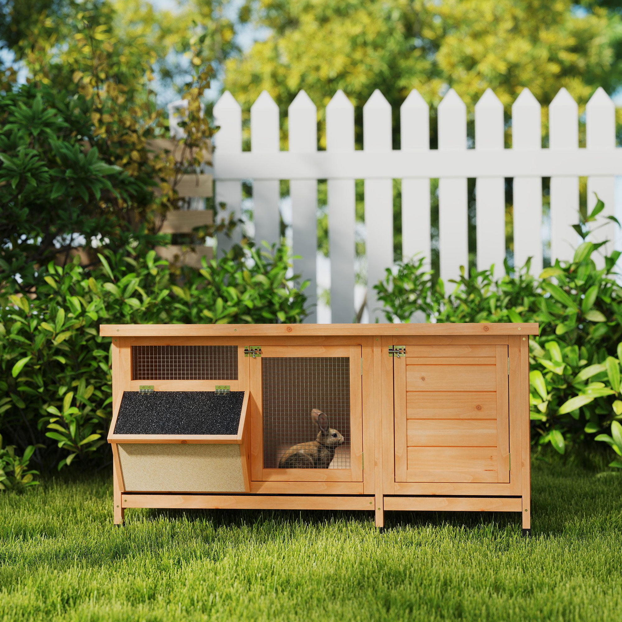 PawHut Conejera de Exterior Amarillo, , large Imagen numero 2