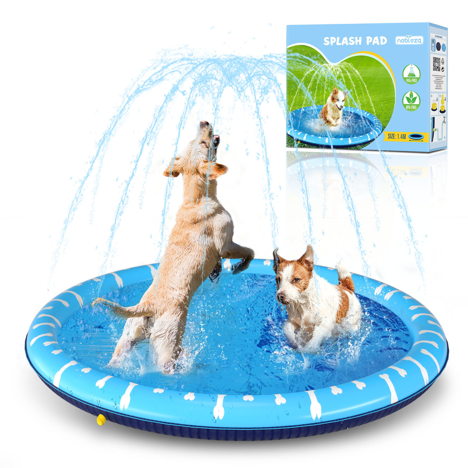 Nobleza Piscina para Perros Grandes, D170cm/66.9in Piscina Plegable para Perro, Splash Pad Perro, Espesar 0.55mm, Antideslizante Tapete de Juegos de Agua, Juguete de Verano para Jard&iacute;n al Aire Libre(1), , large Imagen numero 7