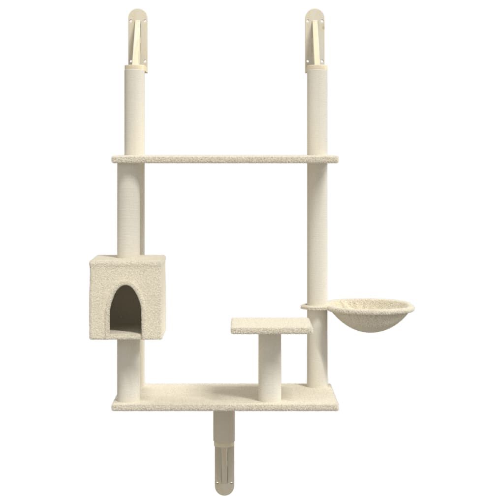 vidaXL &Aacute;rbol rascador para gatos de pared crema 153 cm, , large Imagen numero 4