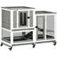 PawHut Conejera de Madera para Interior Jaula para Conejos Mascotas Pequeñas de 2 Niveles con 6 Ruedas 2 Escaleras 3 Bandejas Extraíbles y Zona Abierta 110x50x86 cm Gris, , large indicador imagen numero 1