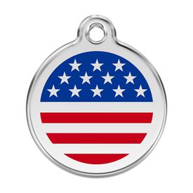 Red dingo Placa identificativa Acero Inoxidable Esmalte Bandera US Azul para perros