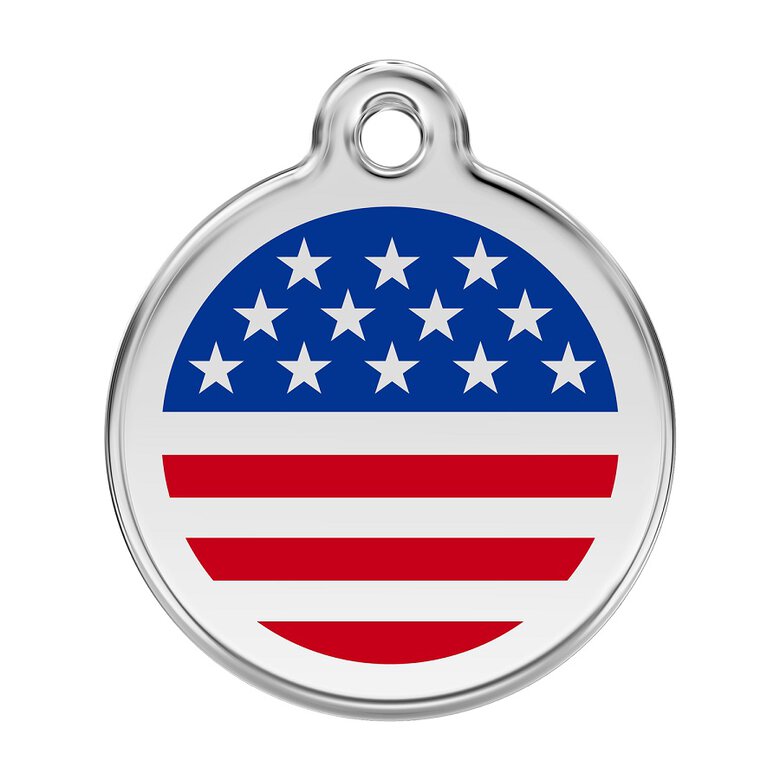 Placa identificativa Acero Inoxidable Esmalte Bandera US Azul para perros