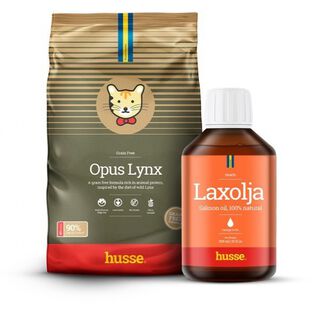 Pack aceite Husse Laxolja 1 lt + Opus Lynx 500gr sabor Salmón