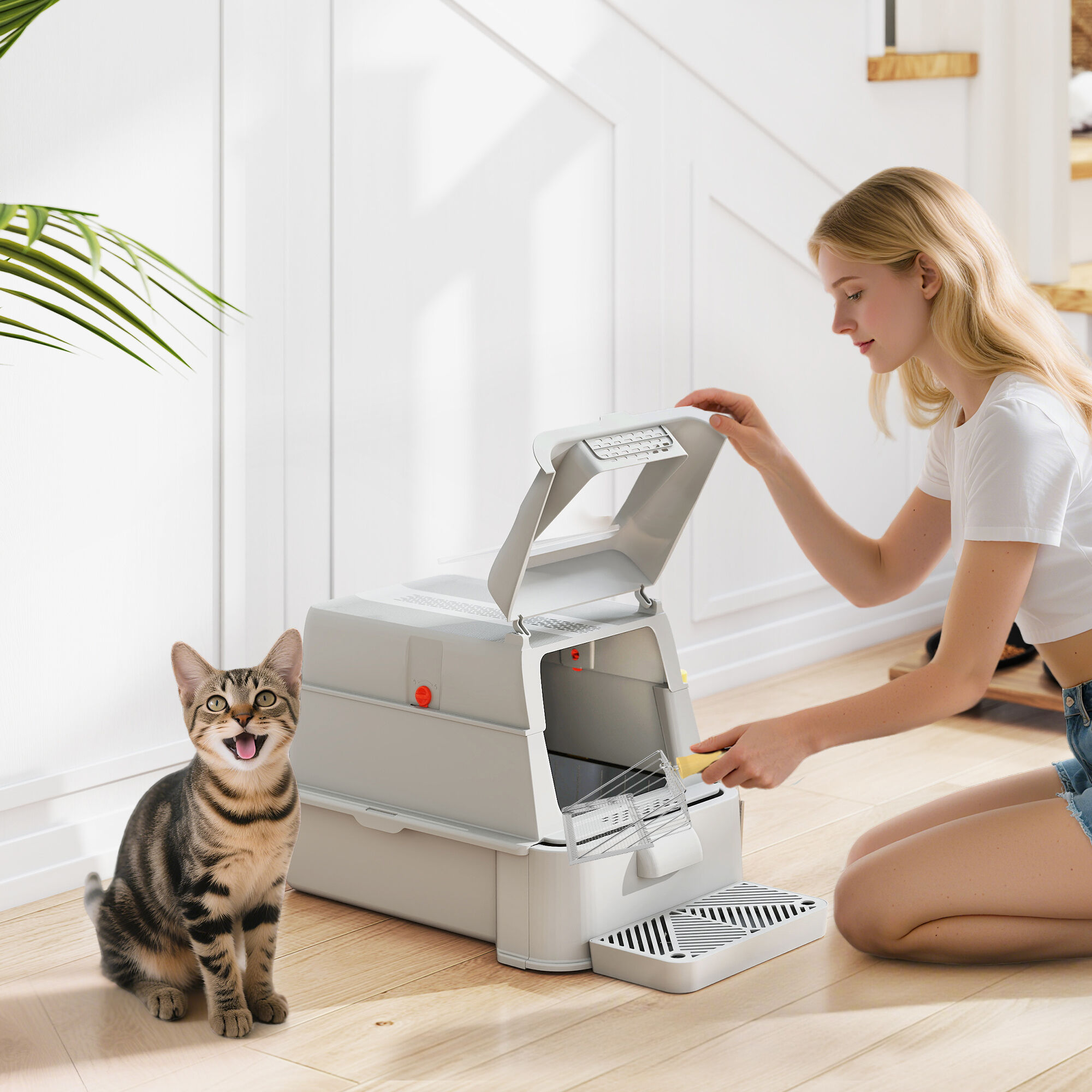 PawHut Arenero para Gatos Gris Claro thumbnail