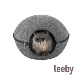 Leeby Cama Cueva Fieltro Gris para gatos