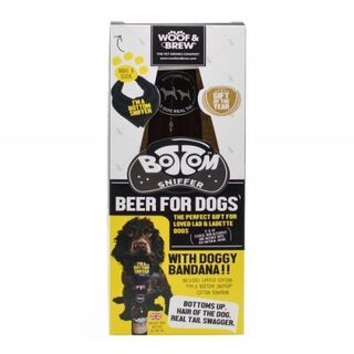 Pack de lujo con cerveza y bandana Bottom Sniffer para perros
