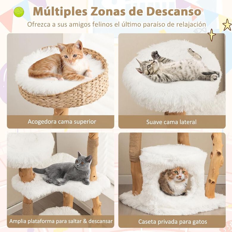 COSTWAY Árbol de Madera Maciza para Gatos thumbnail