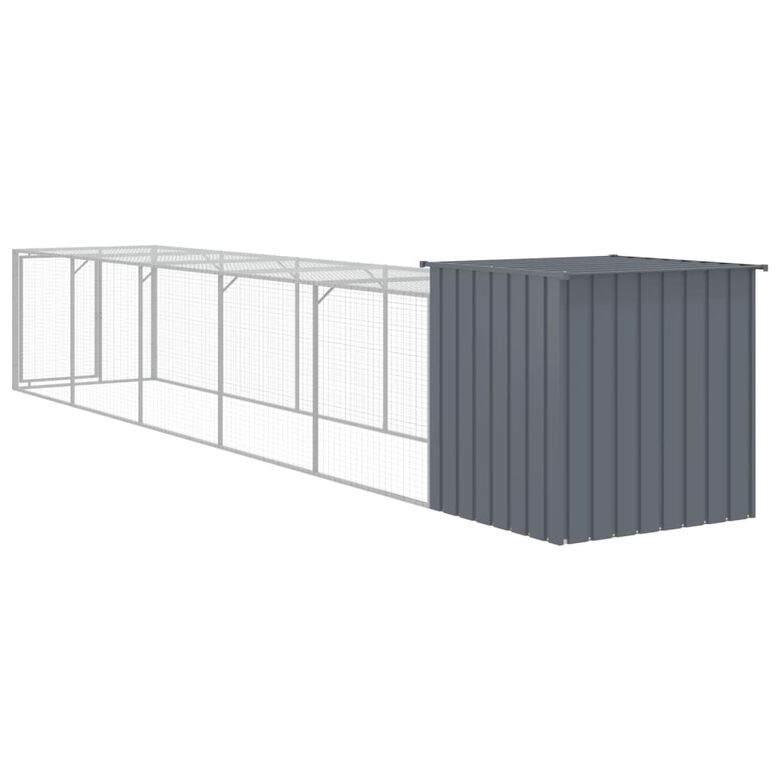 vidaXL Gallinero con corral acero galvanizado gris para gallina thumbnail