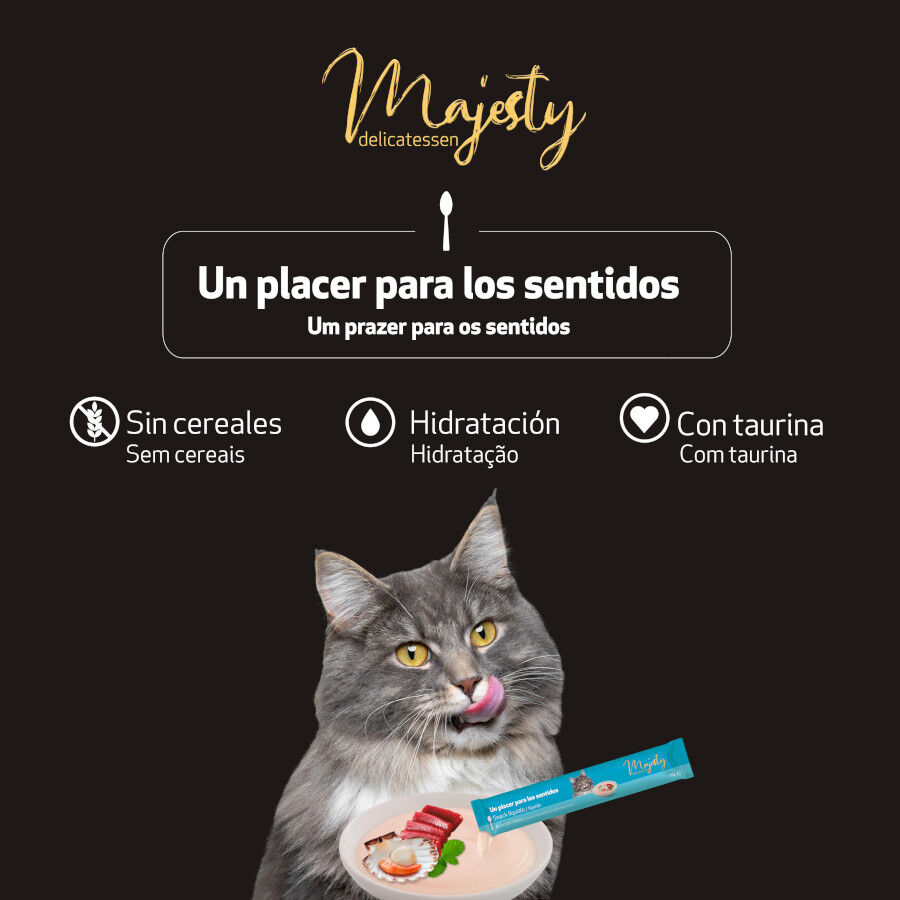 6 sobres x 15 g Majesty At&uacute;n con Vieira snack l&iacute;quido para gatos, , large Imagen numero 5