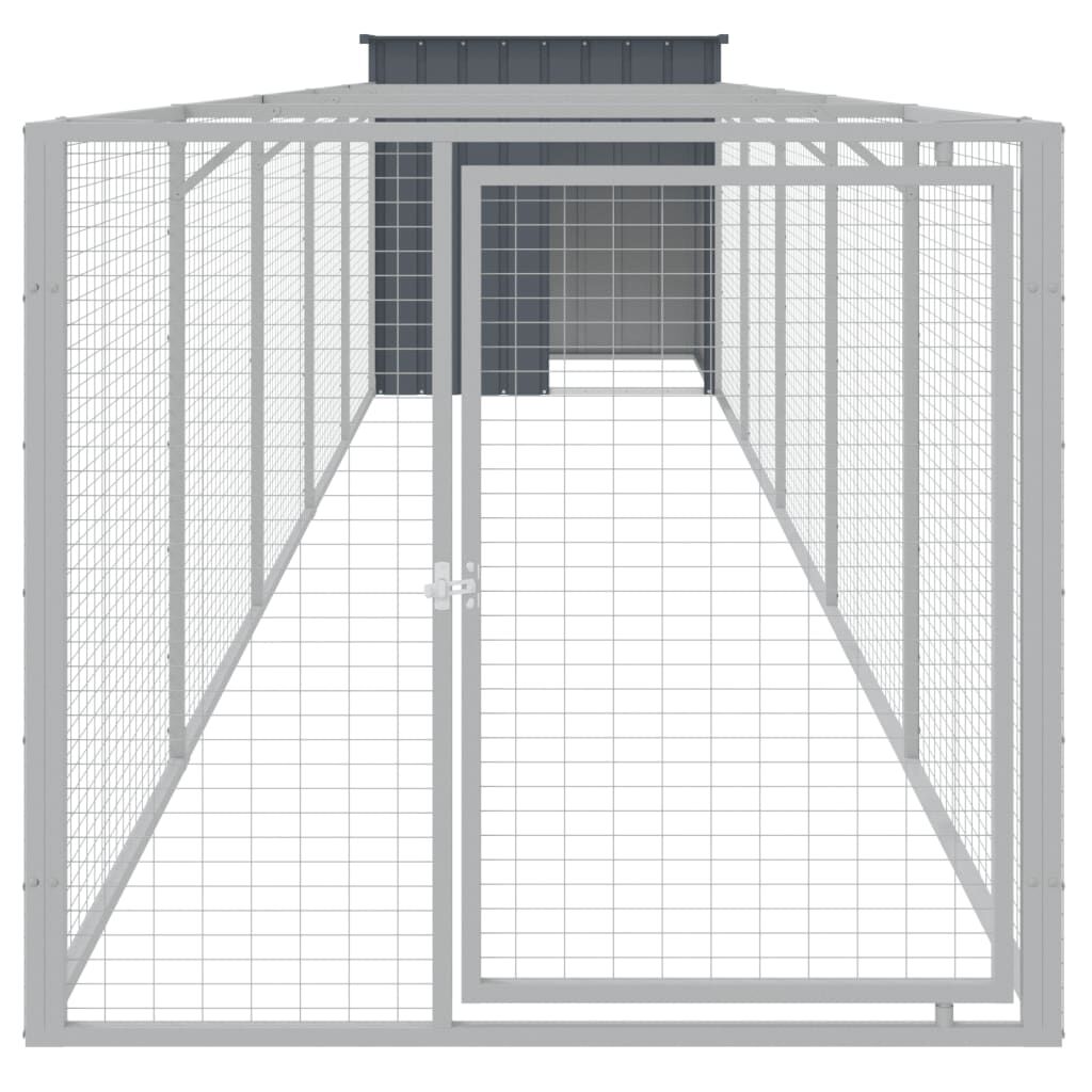 vidaXL Caseta perros con corral acero galvanizado color gris para perros thumbnail