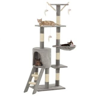 Rascador para gatos con poste de sisal color Gris