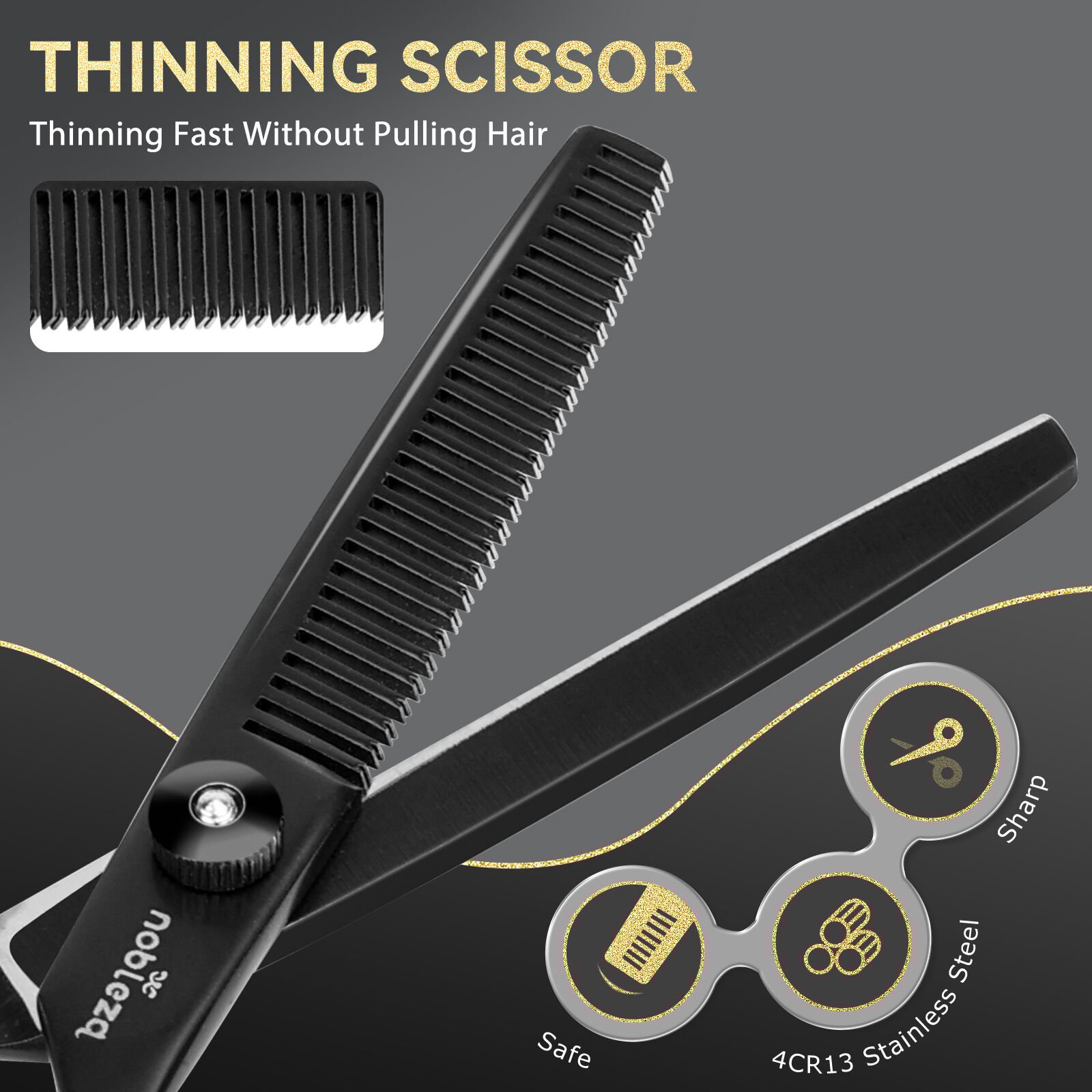 Nobleza Tijeras para Perros, Tijeras Peluqueria Canina Profesionales para Mascotas 6 en 1, Tijeras Cortar Pelo de Punta Redonda y Curvas para Perro y Gato, Tijeras Peque&ntilde;as, Peine de Acero, , large Imagen numero 2