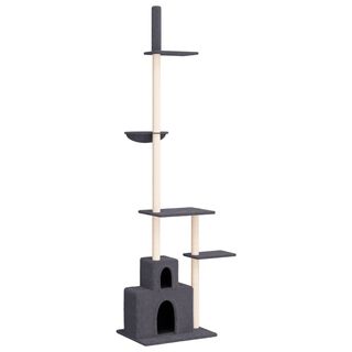 VidaXL Rascador de Suelo a techo con cueva gris oscuro para gatos
