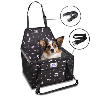 TheKingPet Asiento de seguridad para coches negro para viajar con perros