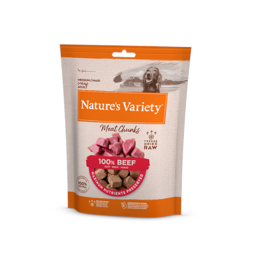Nature&#039;s Variety Meat Chunks Buey liofilizado para perros