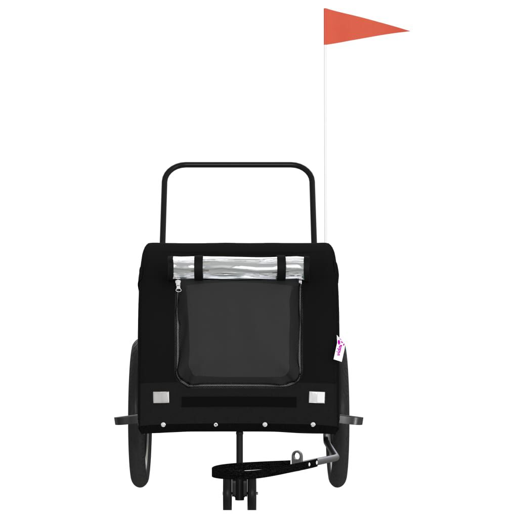 vidaXL Remolque de bicicleta mascotas hierro tela Oxford negro, , large Imagen numero 2