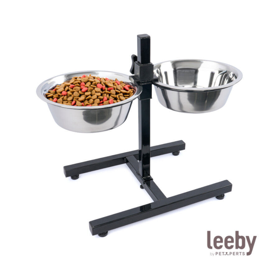 Leeby Comedero Doble Ajustable de  Acero Inoxidable para perros, , large Imagen numero 2