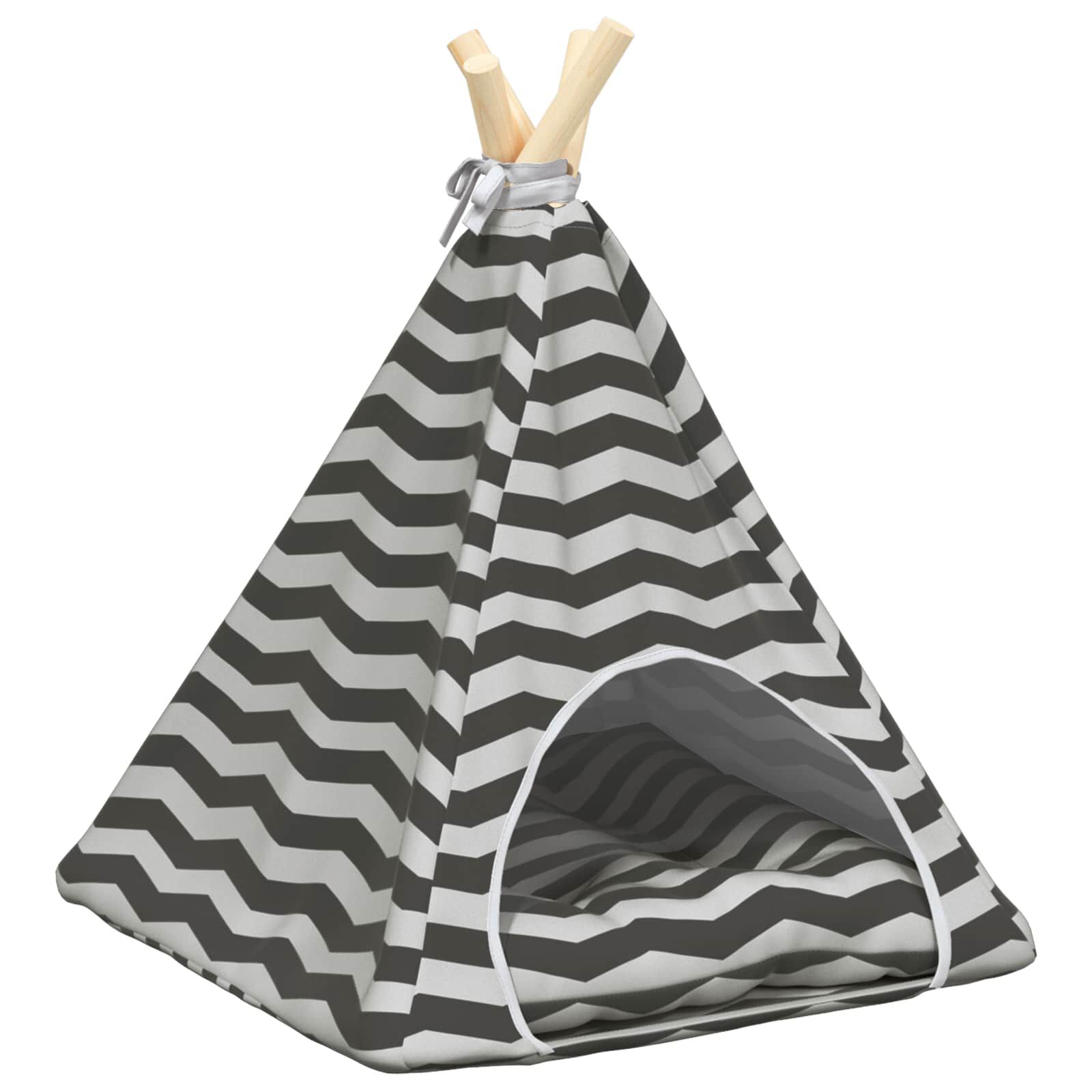 vidaXL Tienda de campa&ntilde;a para mascotas con coj&iacute;n Blanco y gris Cama Casa, , large Imagen numero 1