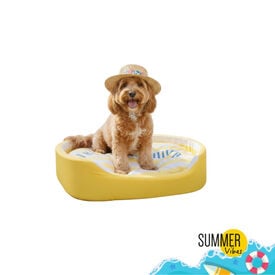 Summer Vibes Cama Refrescante Rayas Amarillo para perros