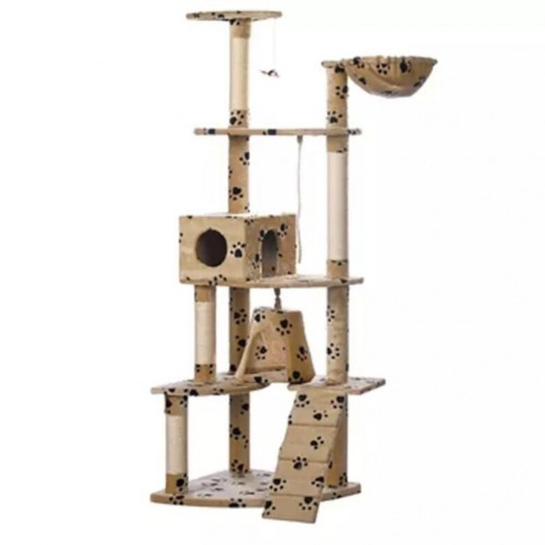 Rascador gimnasio para gatos color Beige Huellas, , large image number null