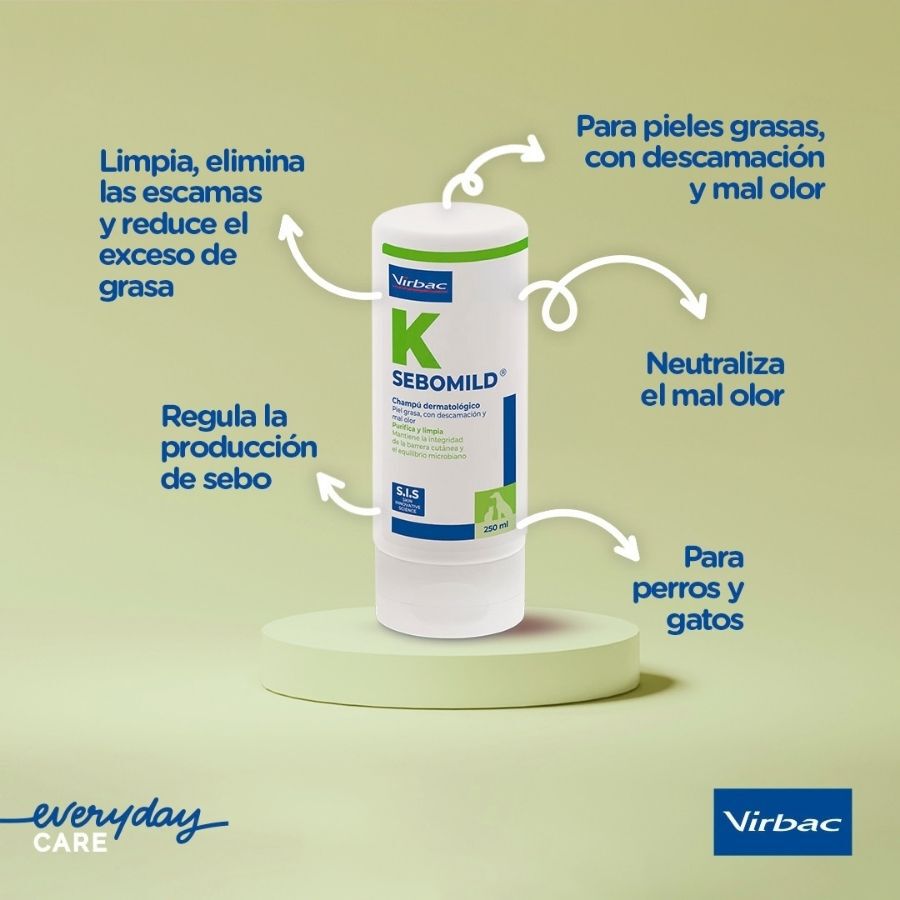 Virbac Sebomild Champ&uacute; para pieles grasas en perros y gatos, , large Imagen numero 7