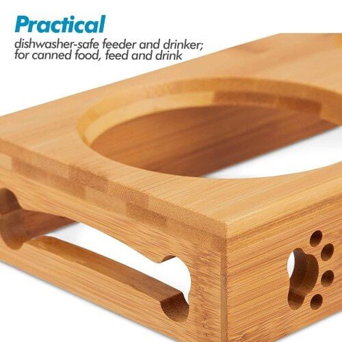 Edipets comedero triple de cer&aacute;mica y bamb&uacute; para perros, , large Imagen numero 3