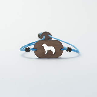 Pulsera de madera Pastor de Berna personalizable color Azul, Pulsera de madera Pastor de Berna personalizable color Azul