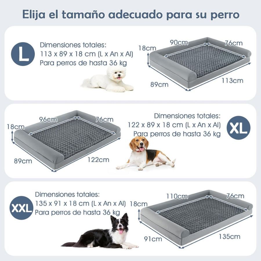 COSTWAY Cama Ortop&eacute;dica Gris para perros, , large Imagen numero 4