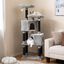 COSTWAY Gran &Aacute;rbol para Gatos de Varios Niveles, Torre Rascador Gatos de 156 cm con 2 Condos, 2 Camas Perchero, Postes para Rascar, Bolas Colgantes con Cascabeles, Revestimiento Suave de Franela, Gris, , large indicador imagen numero 2