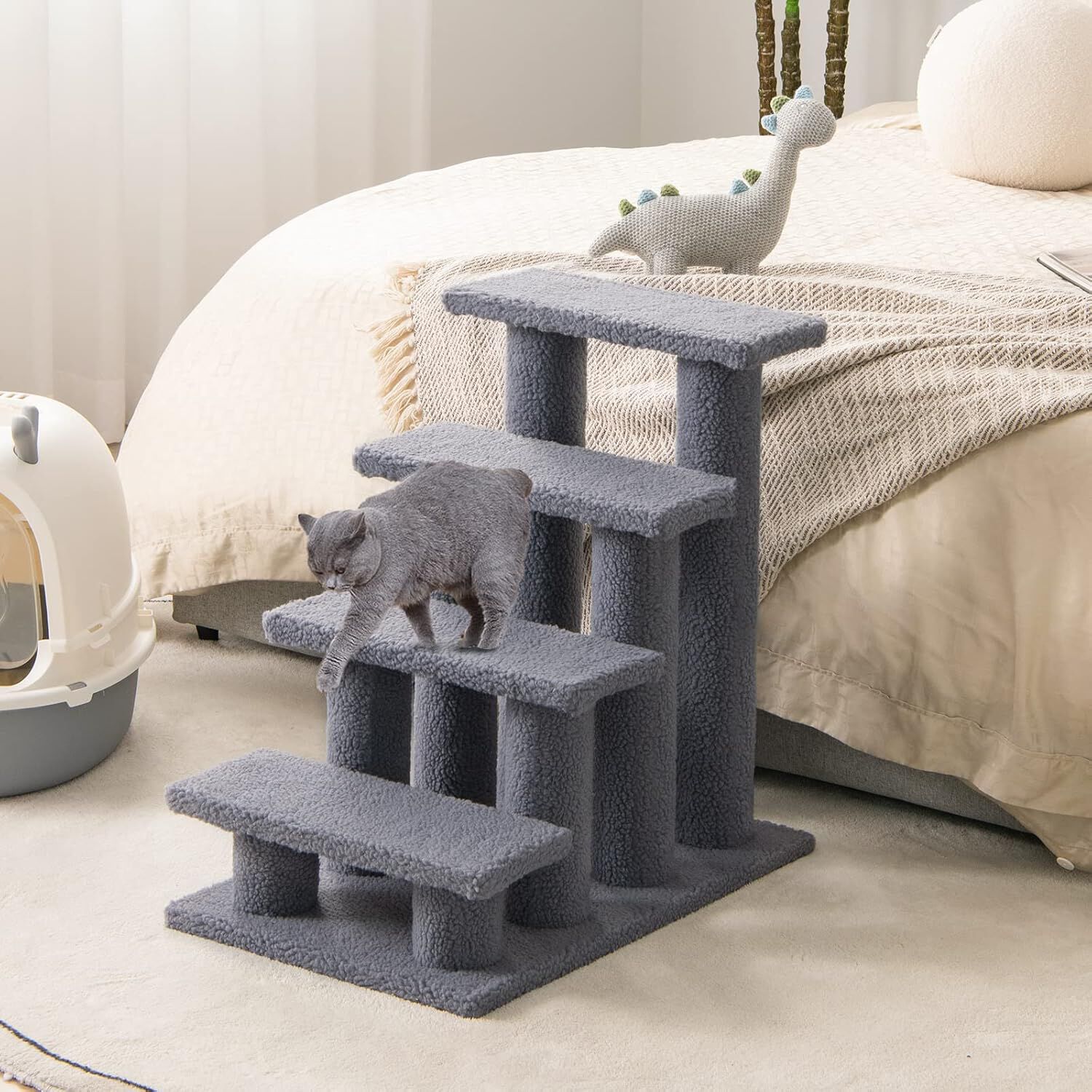 COSTWAY Rascador para Gatos &Aacute;rbol Juguete Cama Escalador Cat Scratch (Gris), , large Imagen numero 2