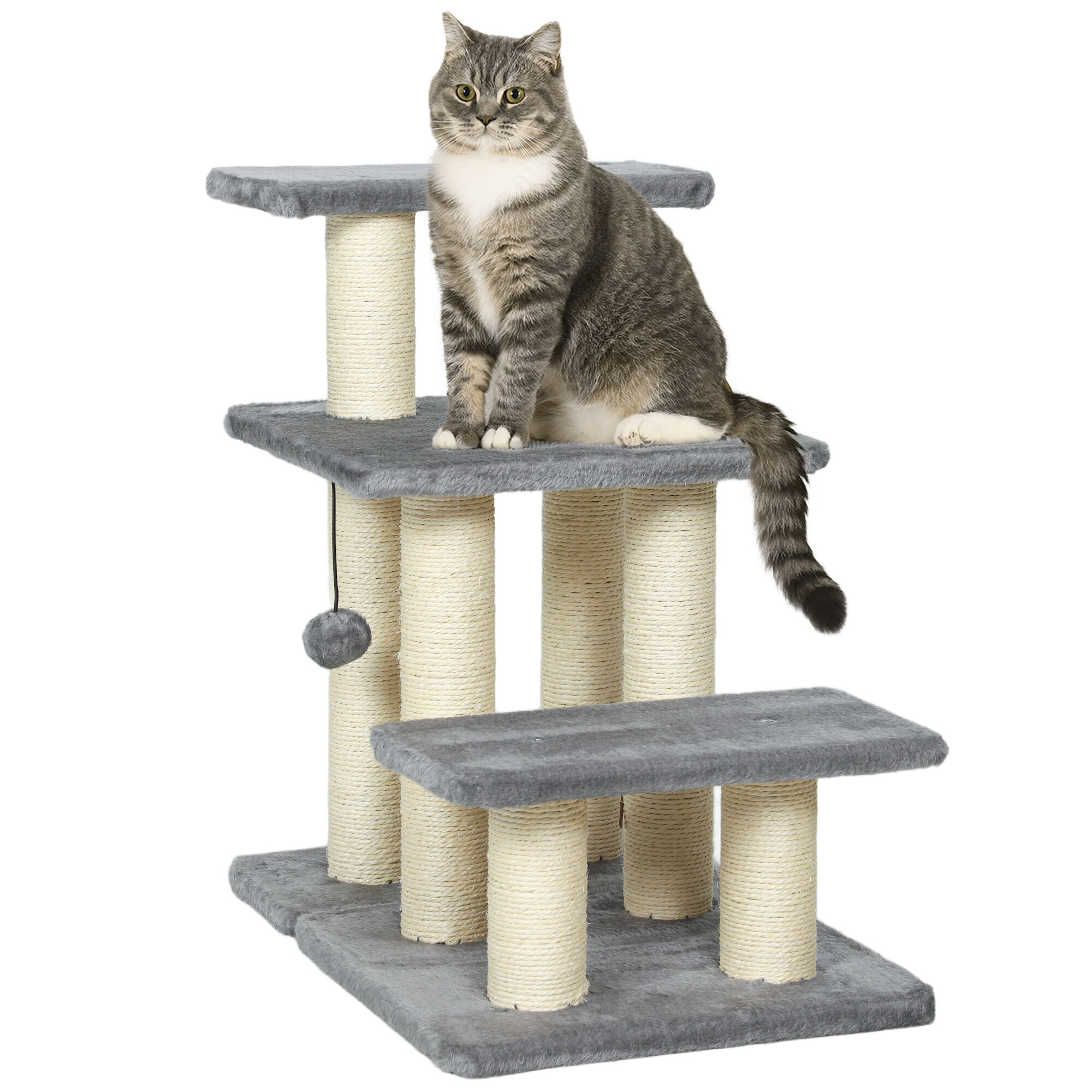 PawHut Escalera para Gatos Gris
