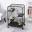 PawHut Jaula para Roedores con Ruedas 64x43,5x93 cm Jaula para Animales Pequeños con 2 Puertas 3 Plataformas Bandeja Extraíble Comedero y Bebedero para Conejos Cobayas Negro., , large indicador imagen numero 2
