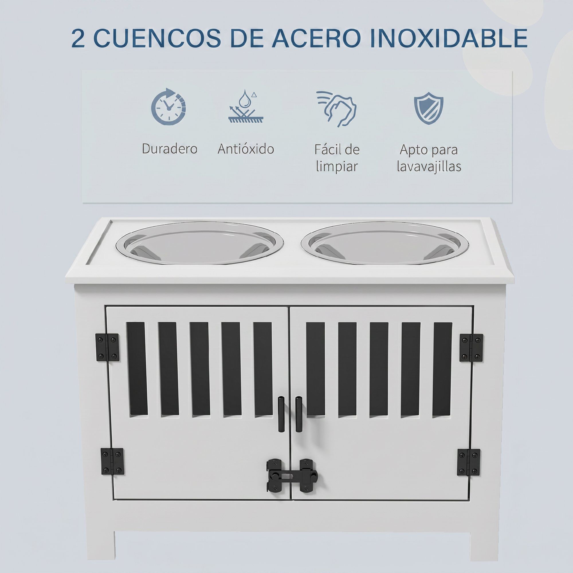PawHut Comedero para Perro Blanco, , large Imagen numero 4