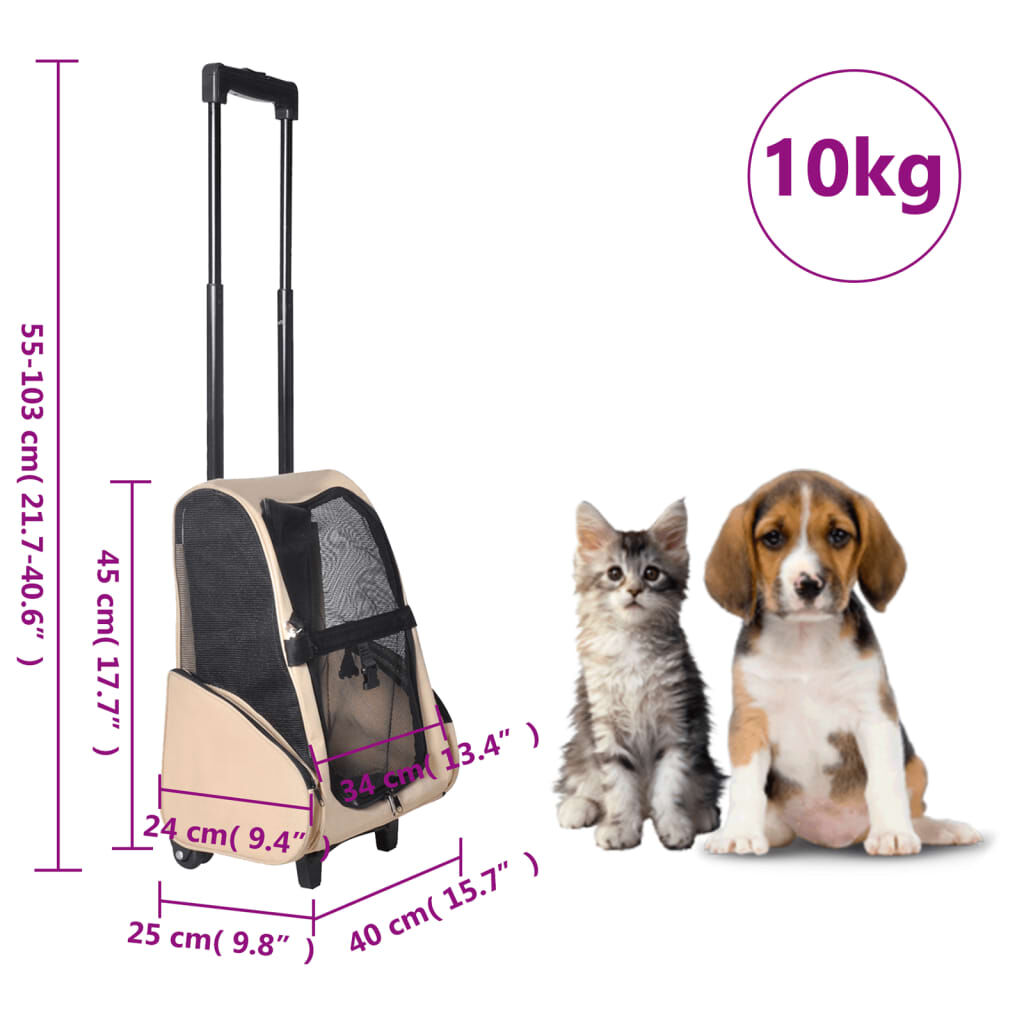 vidaXL Transport&iacute;n plegable beige para mascotas, , large Imagen numero 5