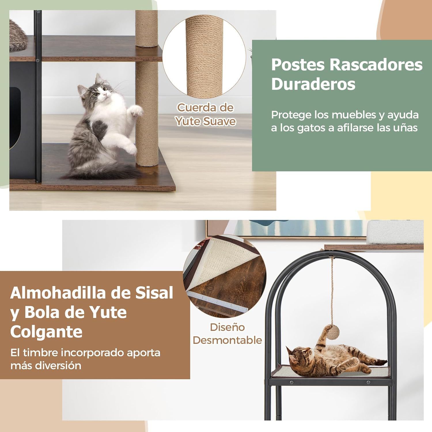 COSTWAY Poste rascador negro para gatos thumbnail