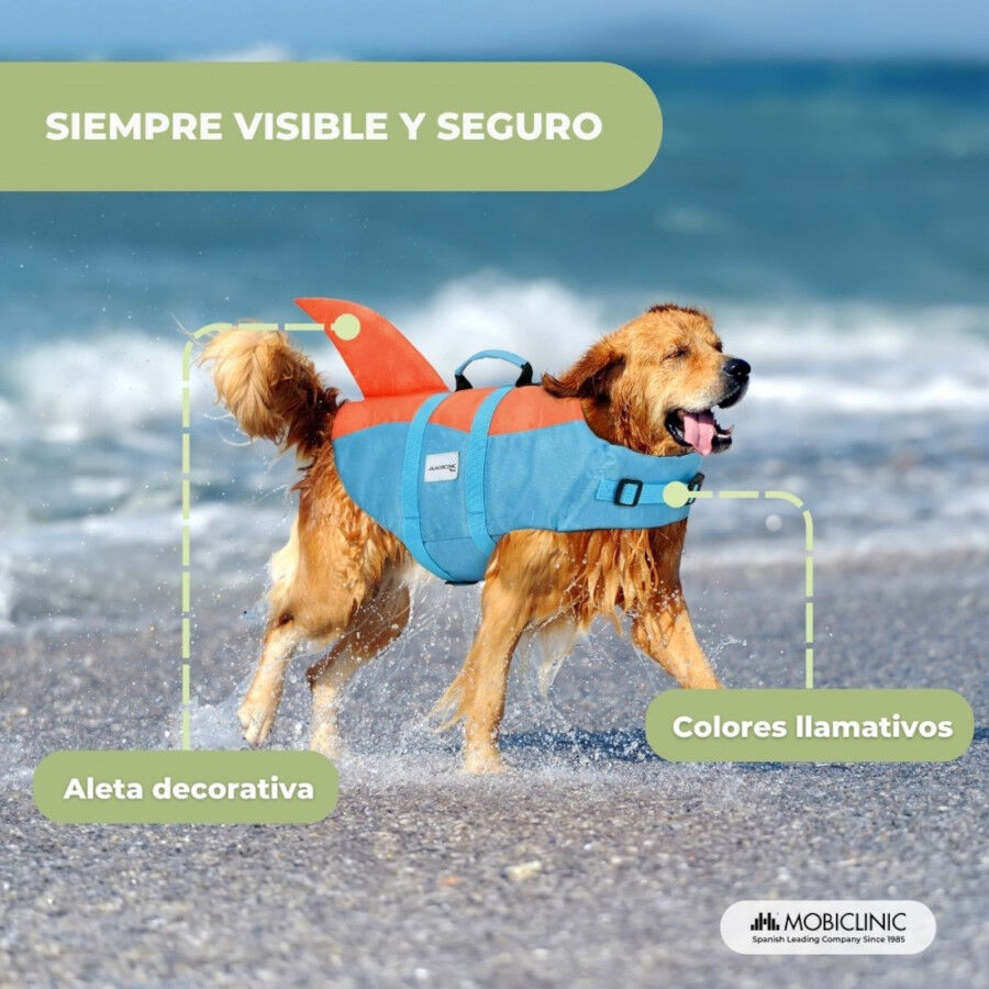 Chaleco salvavidas Mobiclinic para perros Arn&eacute;s ajustable Anilla para correa Asa ligera Aleta decorativa Sharky XL, , large Imagen numero 5