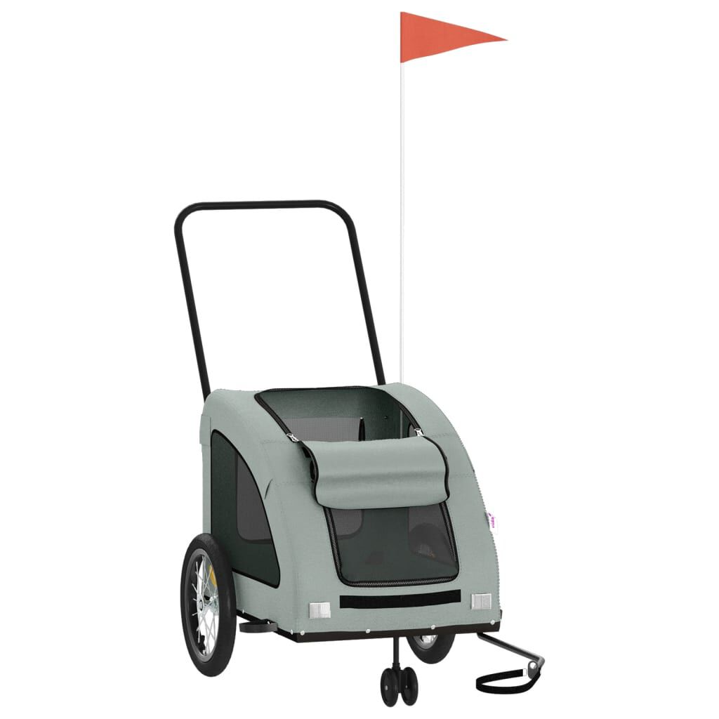 vidaXL Remolque de bicicleta mascotas hierro tela Oxford gris, , large Imagen numero 3