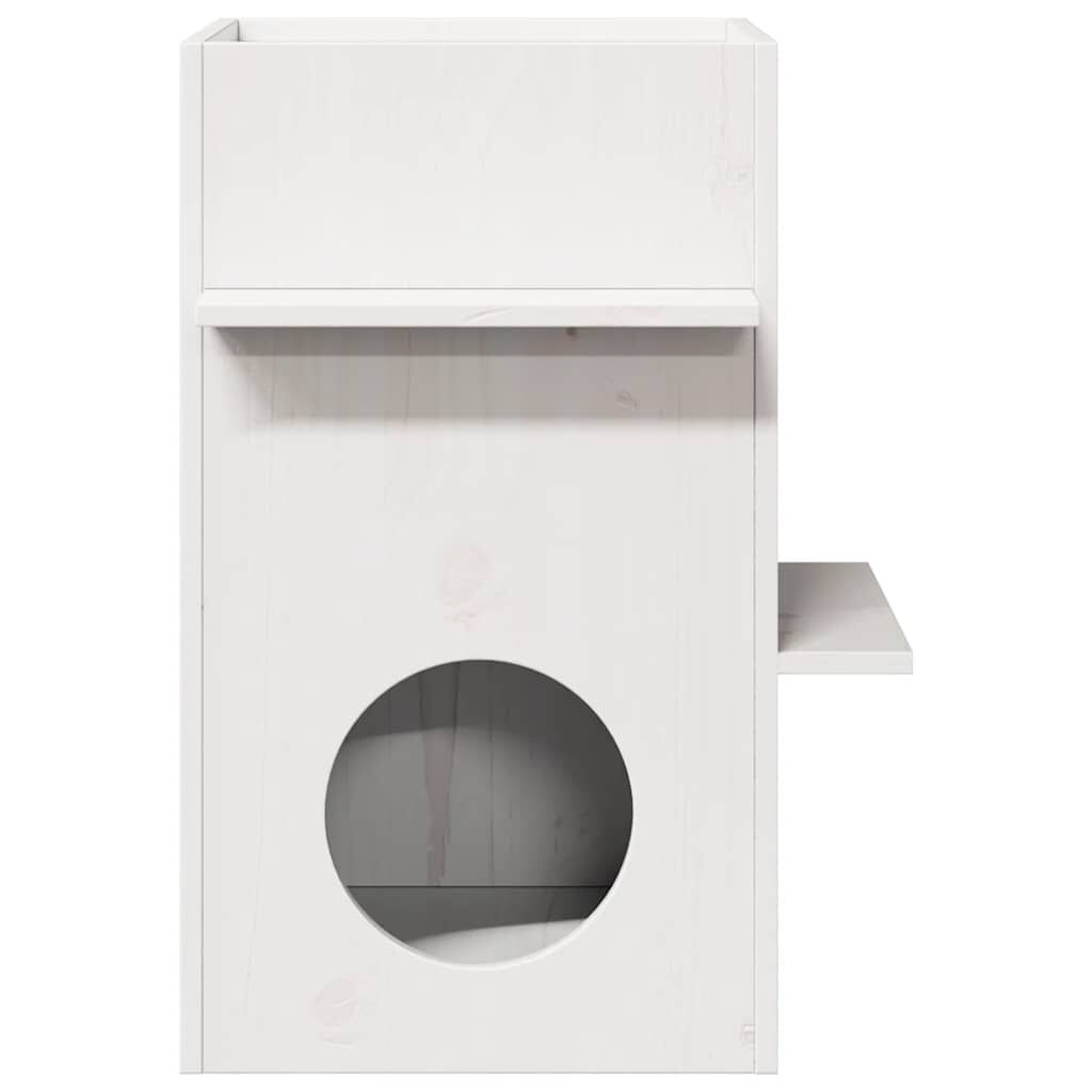 vidaXL Casa de madera maciza pino blanca para gatos thumbnail