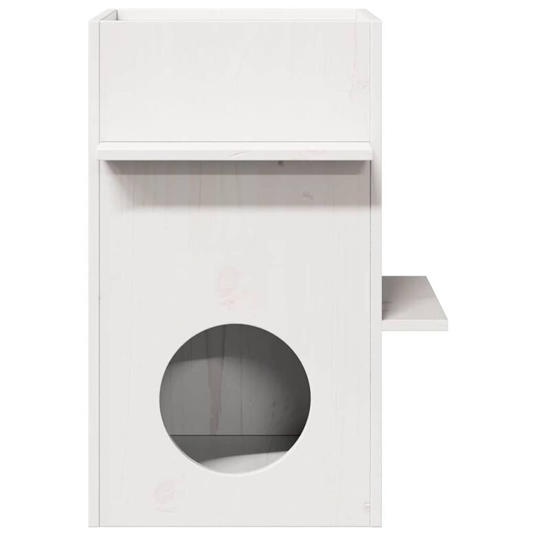 vidaXL Casa de madera maciza pino blanca para gatos thumbnail