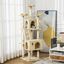 PawHut Rascador con árbol y poste beige para gatos, , large indicador imagen numero 2