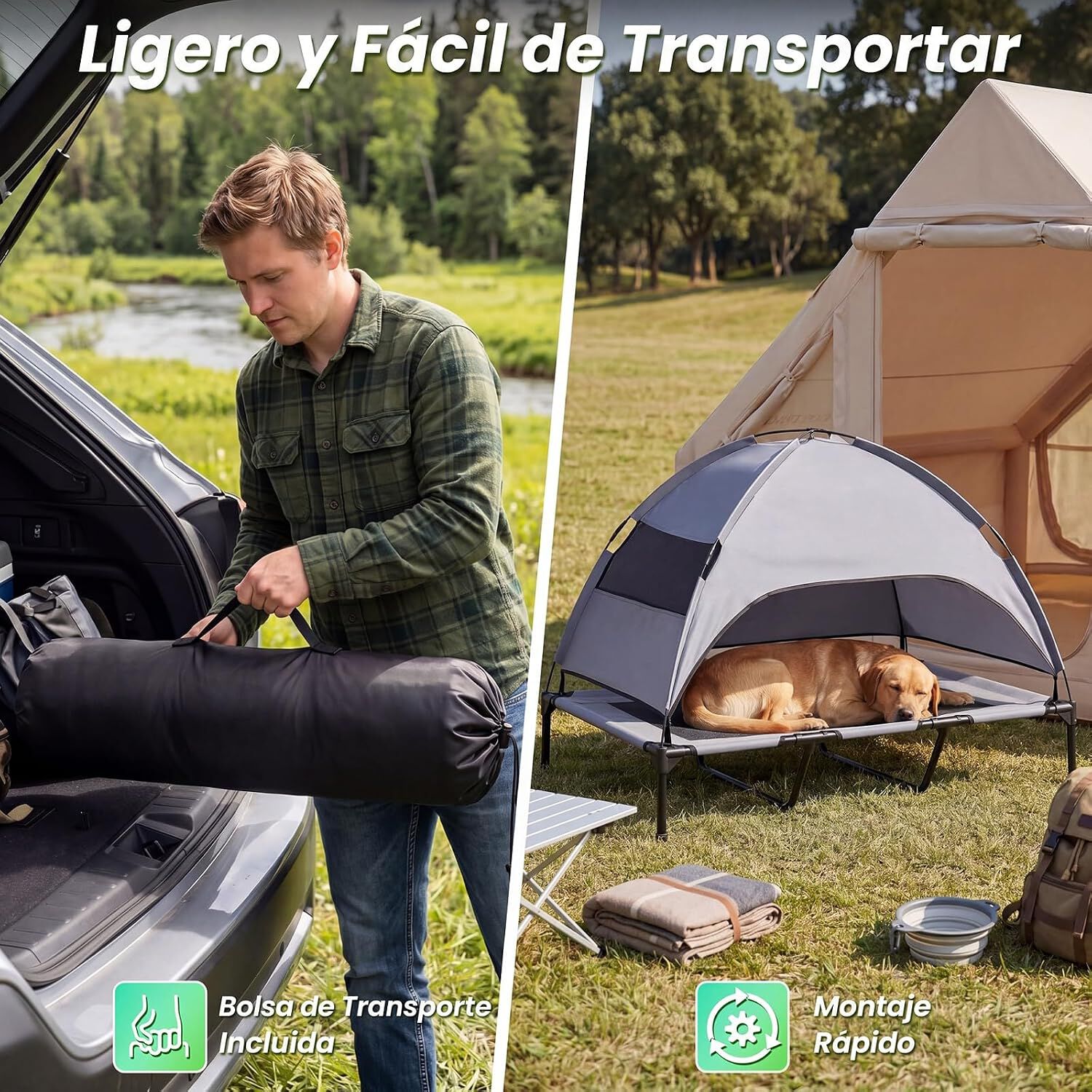 COSTWAY Cama Elevada para Perros con Toldo Extra&iacute;ble (122,5 x 91 x 95 cm), , large Imagen numero 4