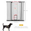 PawHut Barrera de Seguridad para Perros con 1 Puerta Pequeña Barrera para Mascotas Extensible con Cierre Automático y Sistema de Doble Bloqueo para Puerta Pasillo Escalera 74-101x104,1 cm Negro, , large indicador imagen numero 3