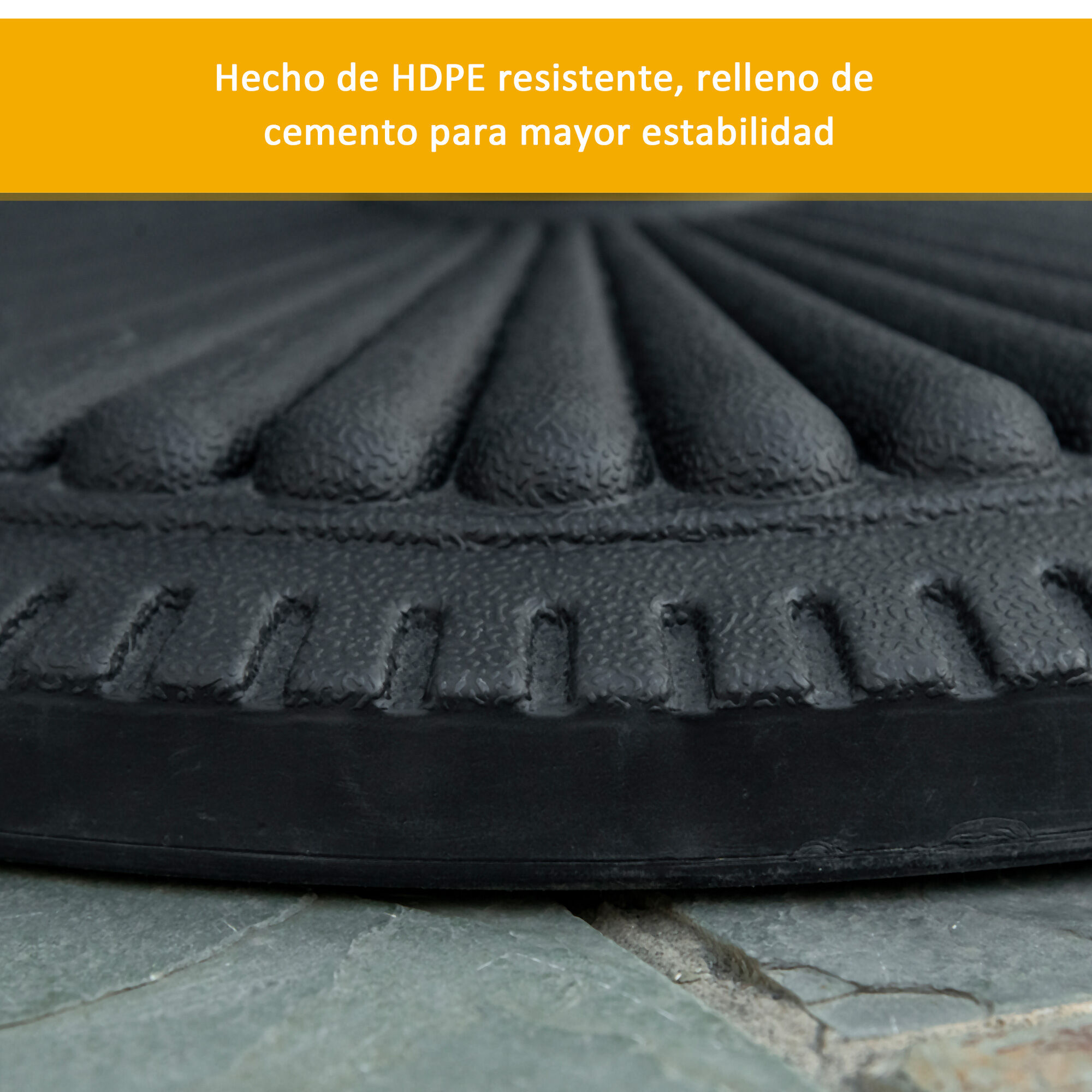 Outsunny Base para Sombrilla de Jard&iacute;n Peso Neto 15 kg Soporte de Parasol Apto para Postes de 35mm/38mm/48mm Rellena de Cemento Metal para Terraza Exterior &Oslash;49x32 cm Negro, , large Imagen numero 5