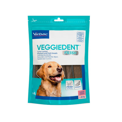Virbac Snacks Dentales Veggiedent Fresh para perros de raza grande