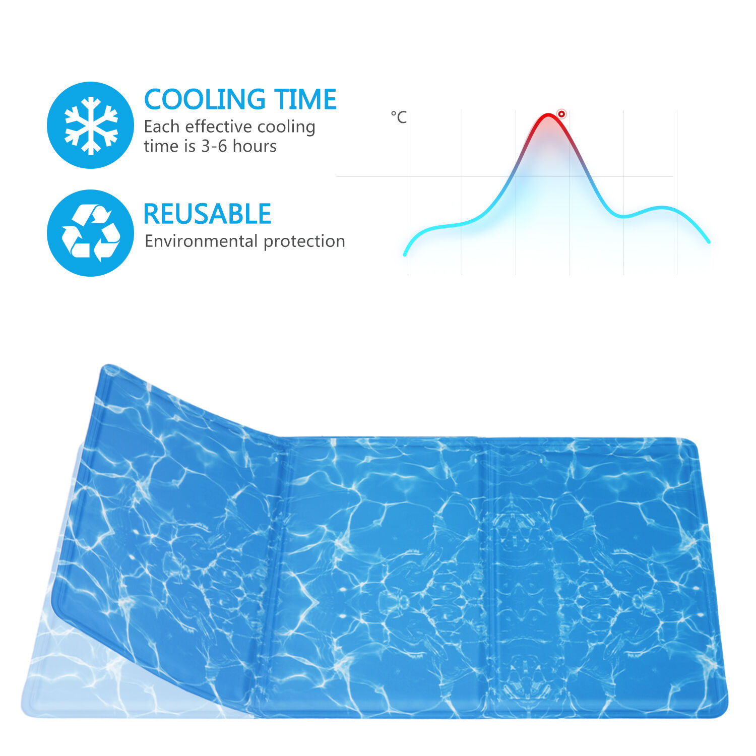 Nobleza - Alfombrilla refrescante para mascotas grandes. Auto refrigerante No t&oacute;xico. Ideal para para perros, gatos en verano. 65 * 50 cm, color azul M, , large Imagen numero 8